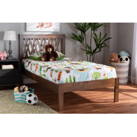 Baxton Studio Malene-Walnut-Twin Malene Mid-Century Modern Walnut Finished Wood Twin Size Platform Bed